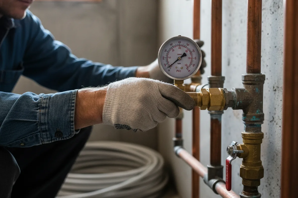 Pressure testing a repaired line during Water Line Repair in Fort Pierce